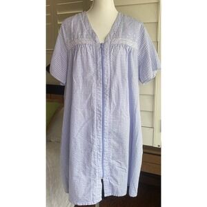 Croft $ Barrow Lavender SEERSUCKER HOUSE DRESS ROBE‎ 1X PLUS Full Zip Pockets